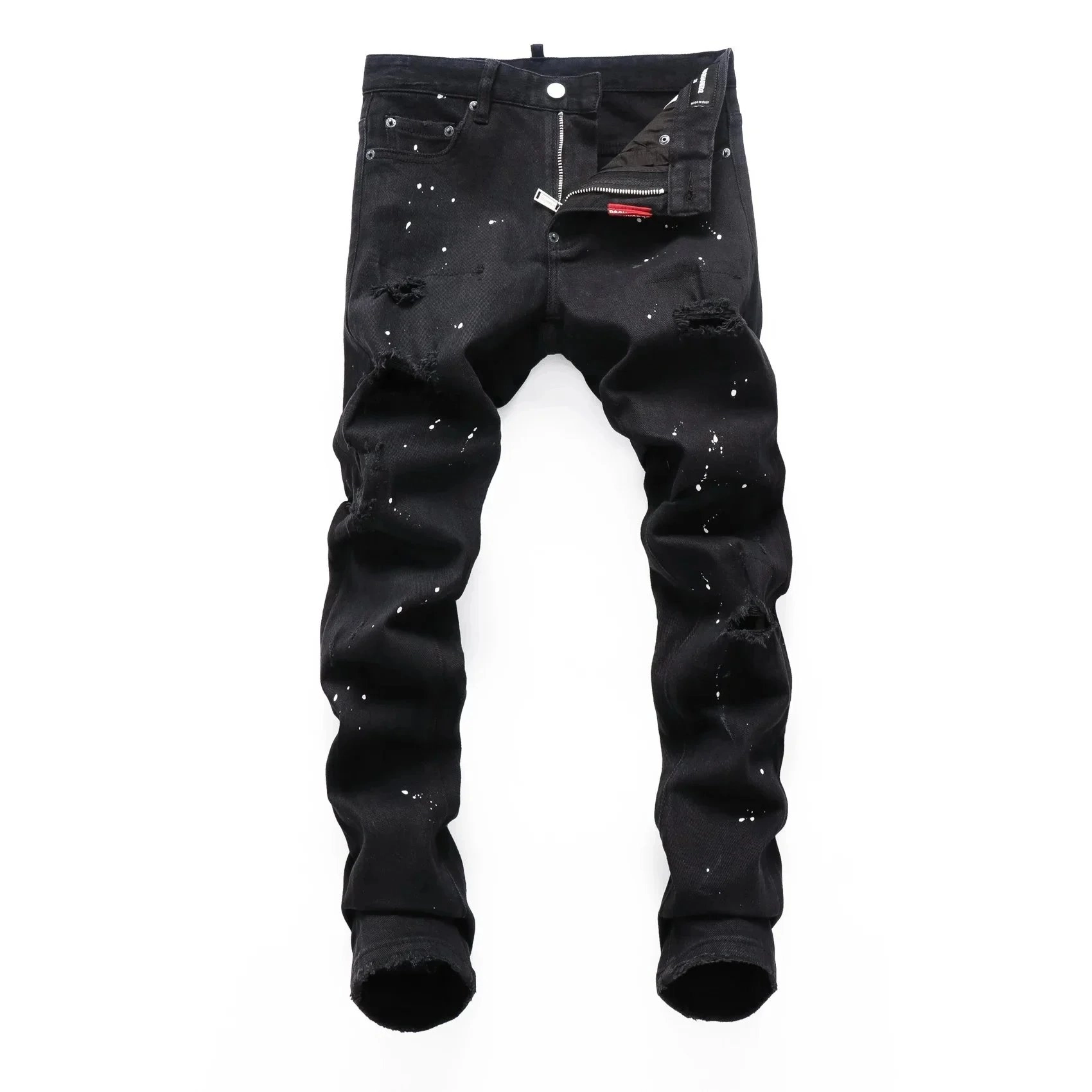 Dsquared2 Paint-Splatter Distressed Black Denim Jeans