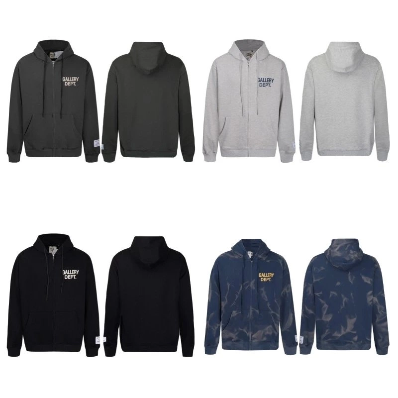 Gallery Dept. Zip-Up Hoodie - Charcoal, Black, Grey, Tie-Dye Blue