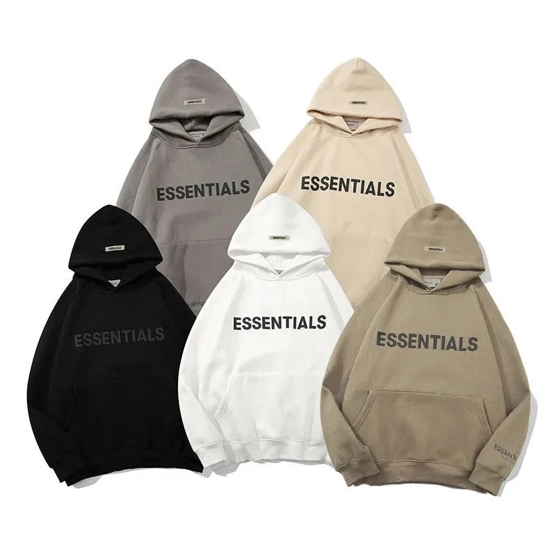 Essentials FOG Drop Shoulder Hoodie - Black White Gray Beige Tan