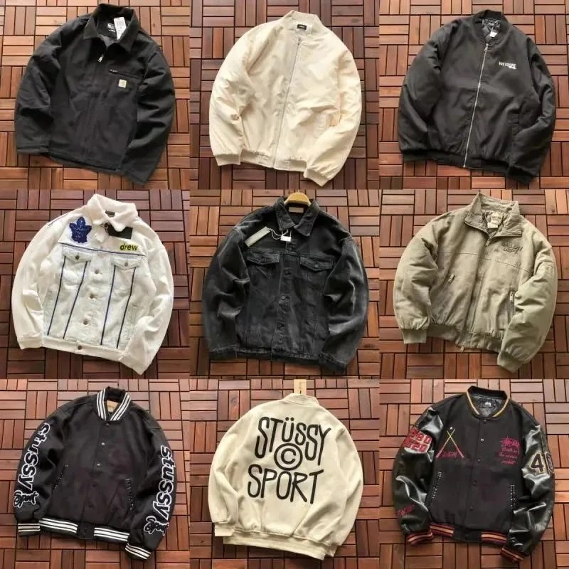St&uuml;ssy Sport Vintage Cream Bomber Jacket with Bold Logo Back