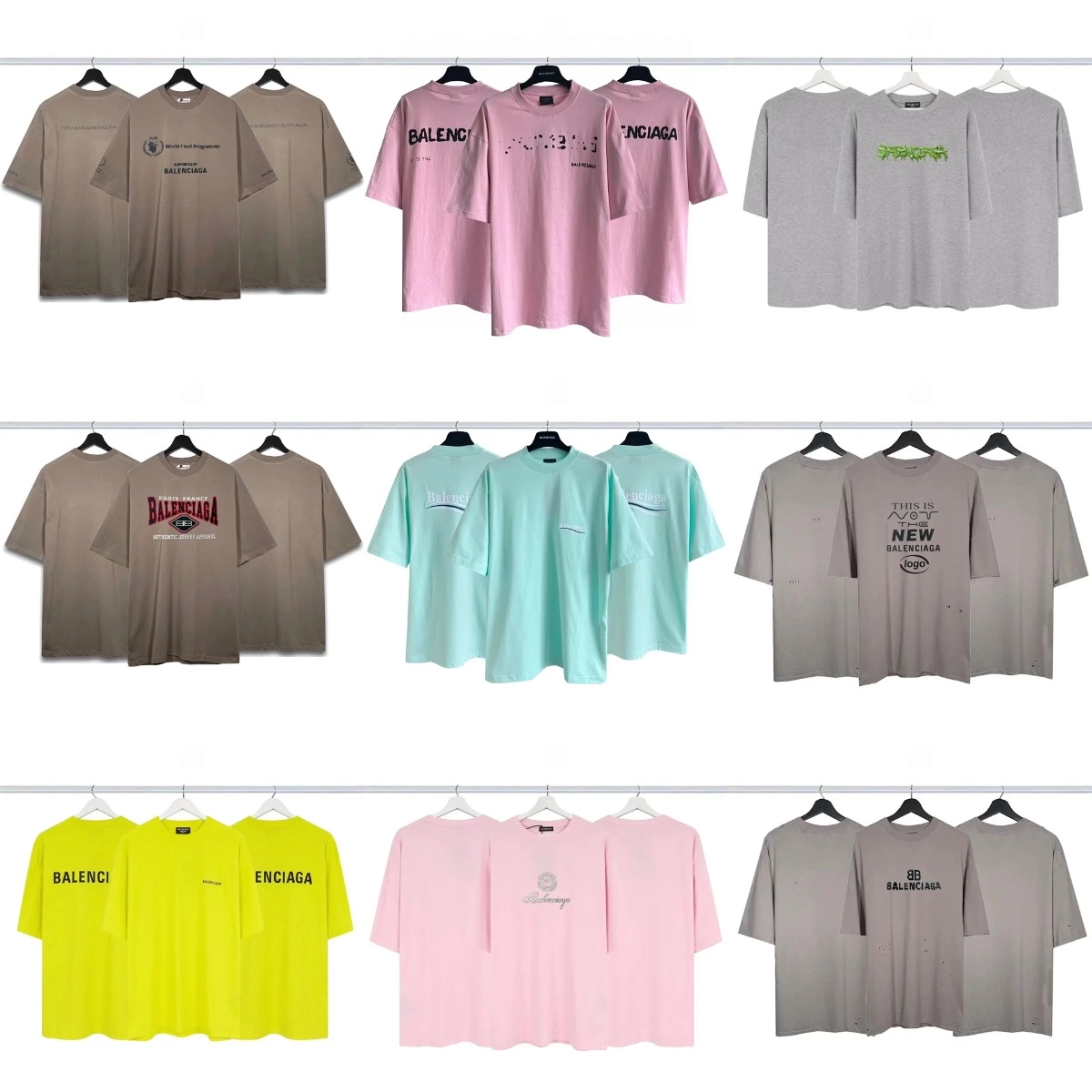 Balenciaga Oversized Logo Print T-Shirt - Neon Yellow