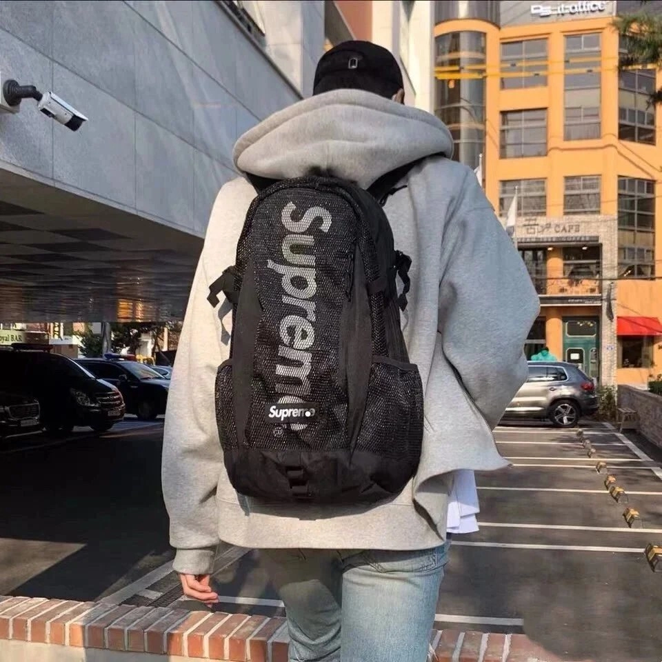 Supreme Mesh Logo Backpack Black