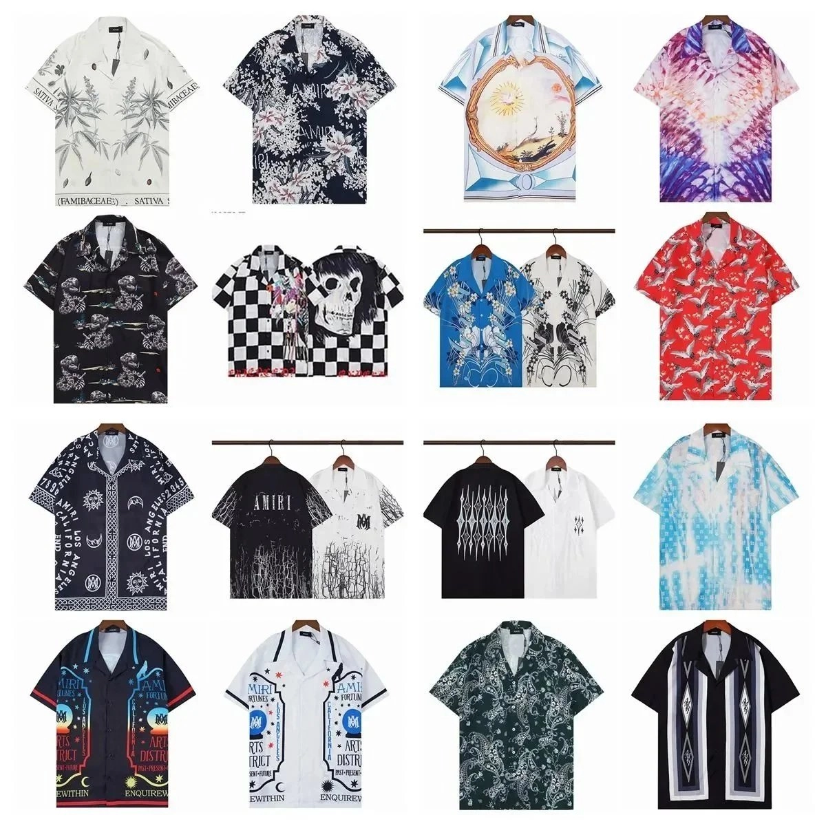 AMIRI Floral Print Short-Sleeve Shirt - Navy Blue Botanical Pattern