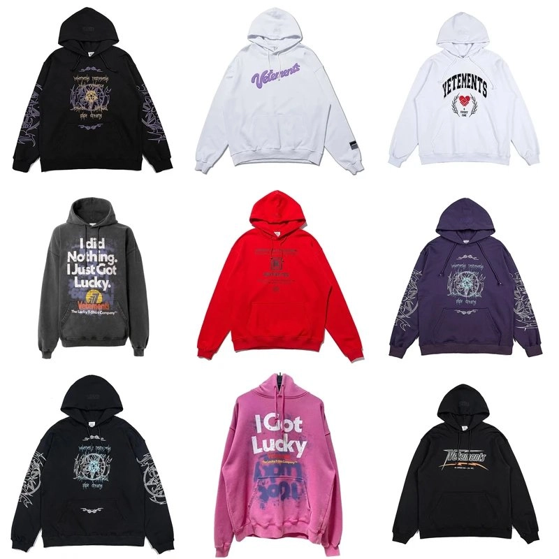 Vetements I Got Lucky Graphic Hoodie - Pink Distressed Print