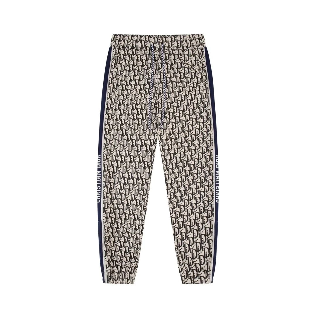 Dior Oblique Print Joggers with Side Stripe Tape