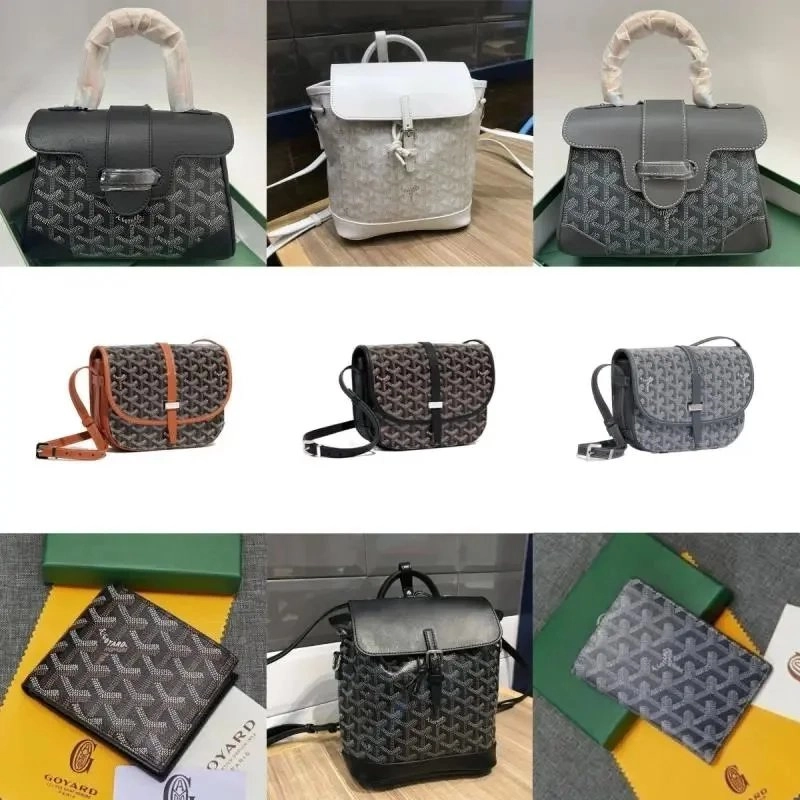 Goyard Saint-Louis PM Handbag with Signature Chevron Pattern and Leather Trim