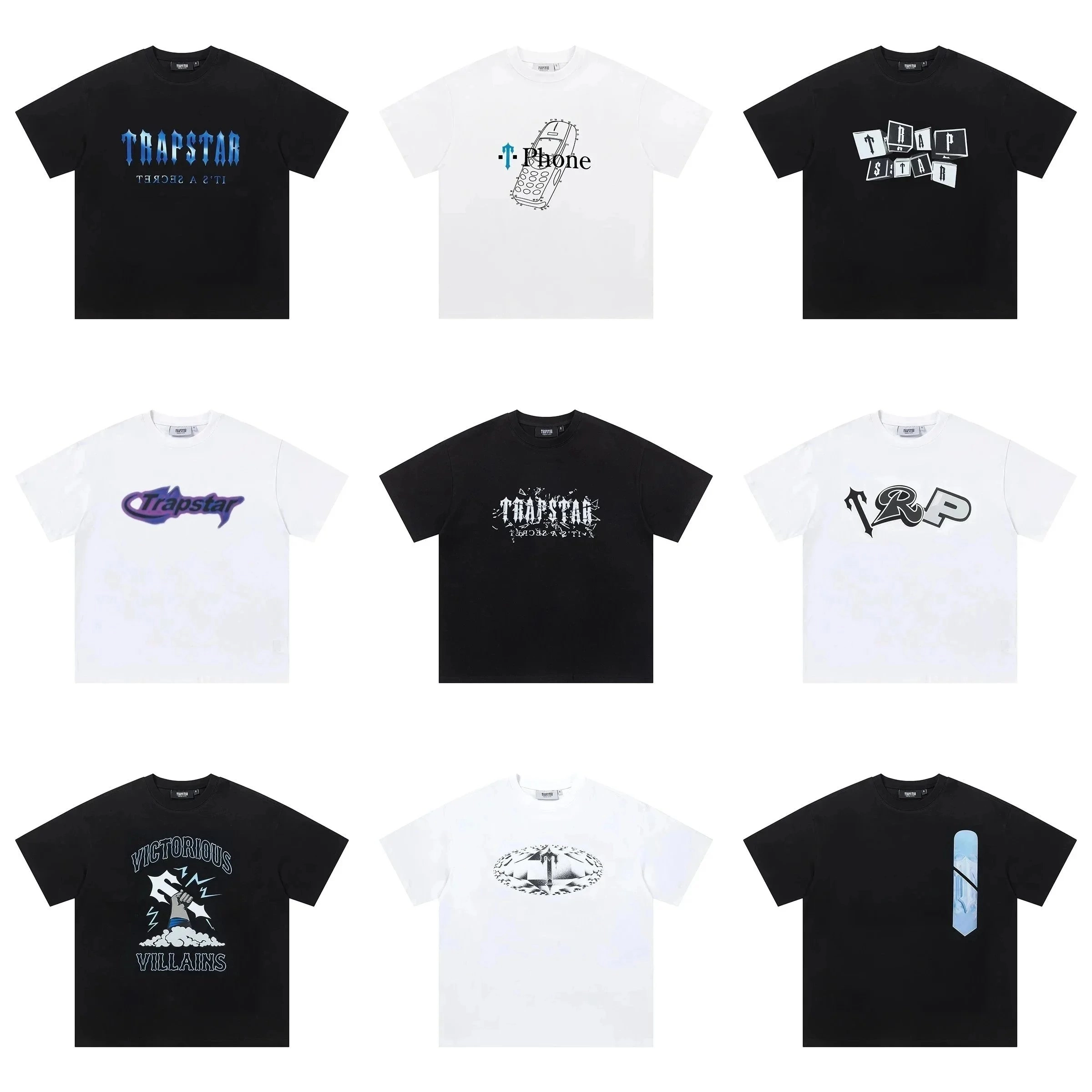 Trapstar Blue Gothic Logo Black T-Shirt