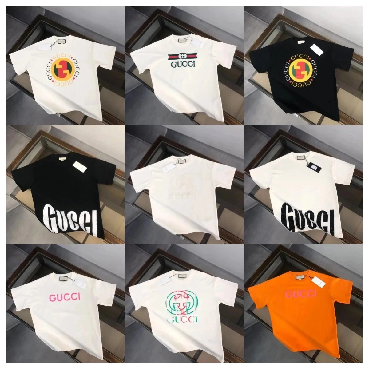 Gucci Interlocking G Circle Logo T-Shirt White Black Orange
