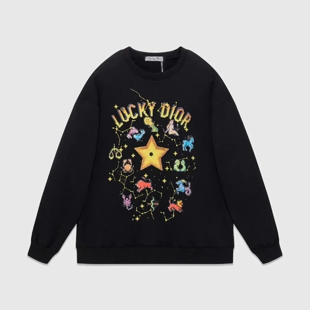 Dior Lucky Dior Black Sweatshirt with Zodiac Constellation Print