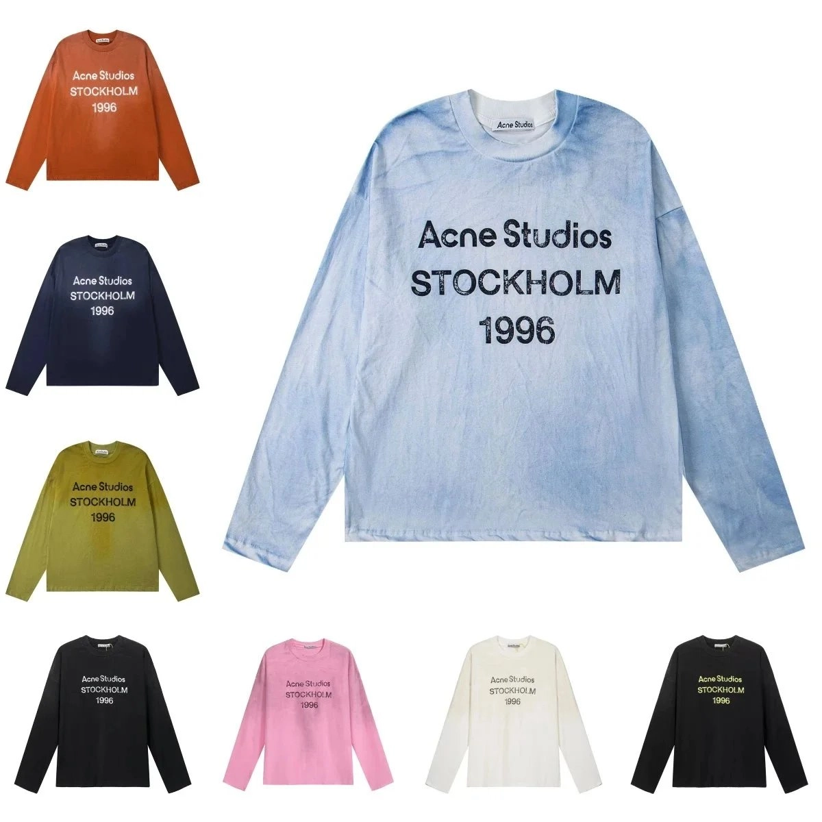 Acne Studios Stockholm 1996 Long Sleeve Tee - Ice Blue Acid Wash