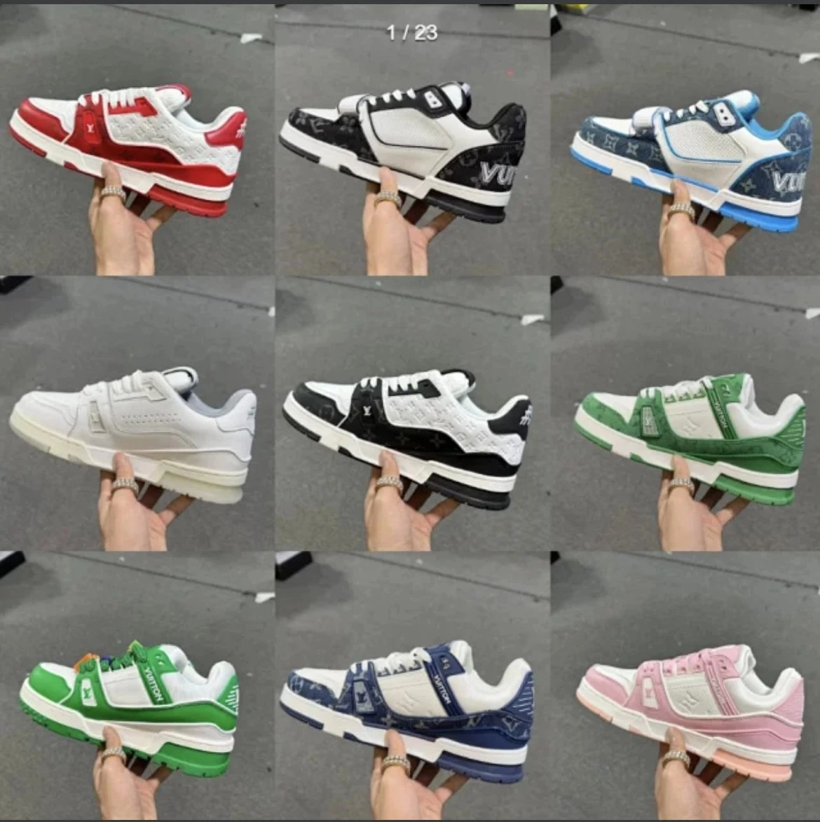 Louis Vuitton Trainer Low Monogram Canvas Sneaker Red White