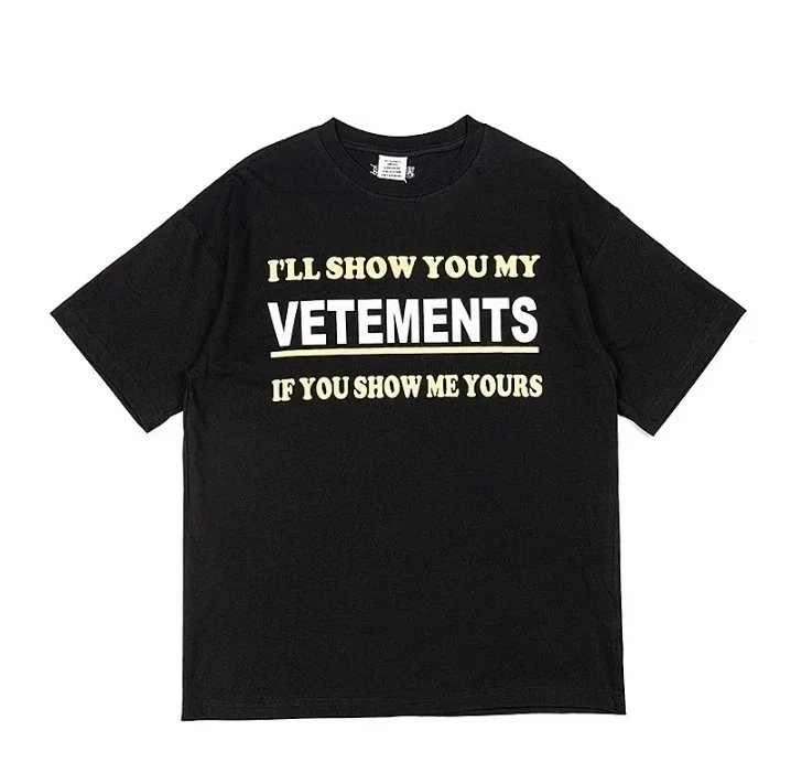 Vetements Black T-Shirt with Bold Graphic Text Print