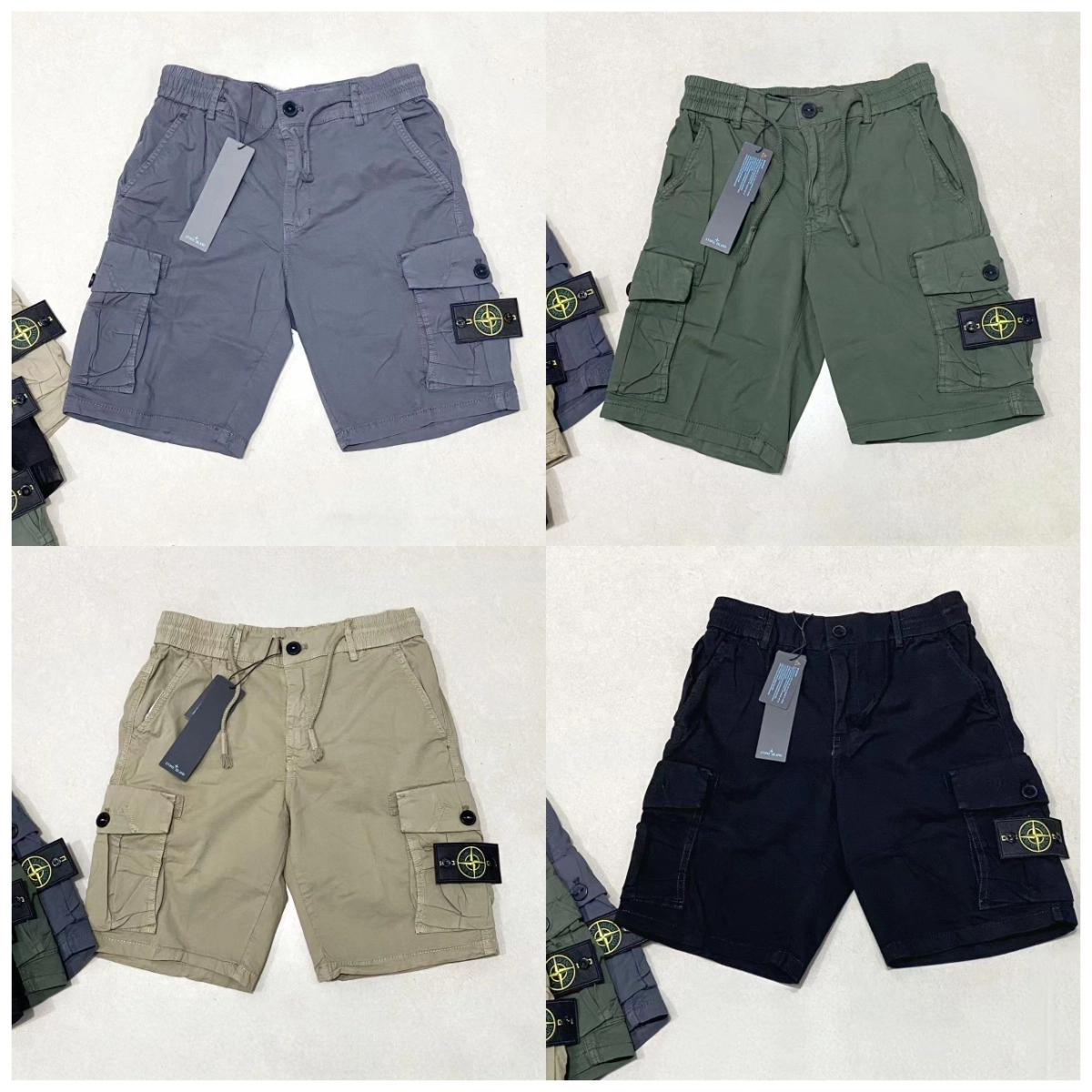 Stone Island Cargo Shorts with Compass Patch - Gray