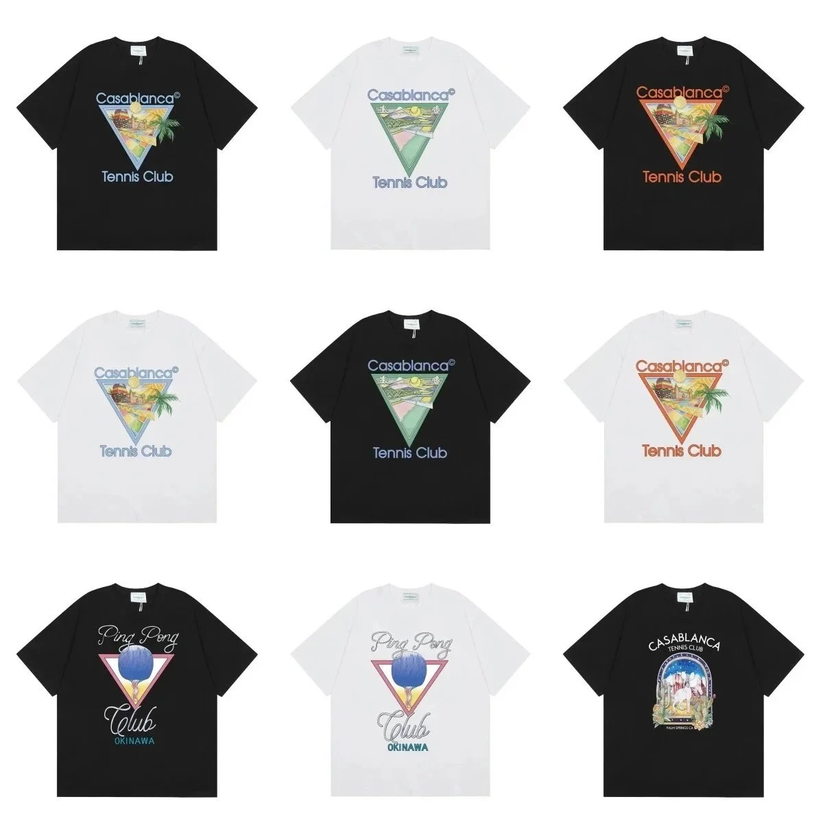 Casablanca Tennis Club Triangle Graphic T-Shirt - Black
