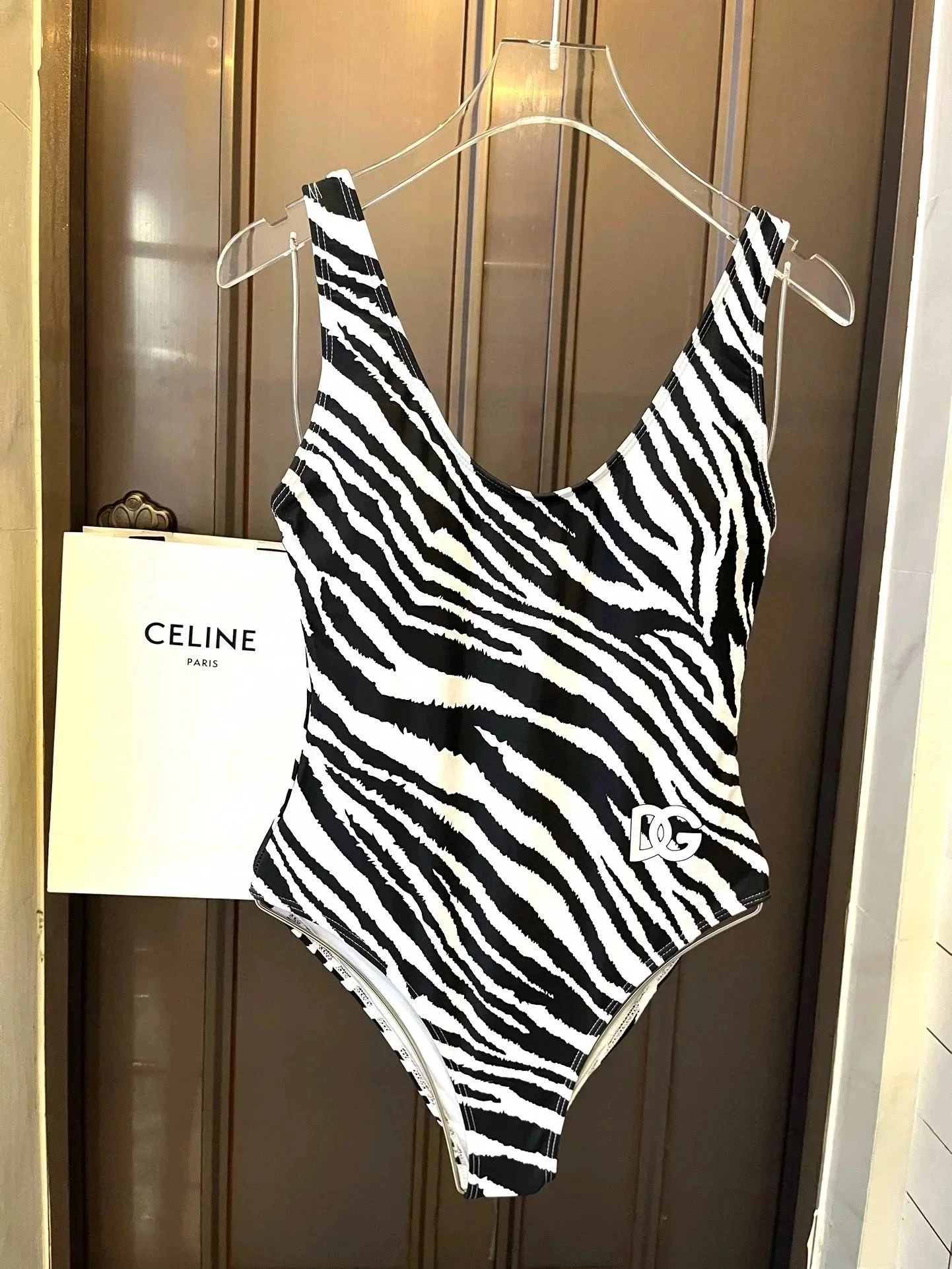 Dolce & Gabbana Zebra Print One-Piece Swimsuit with DG Logo