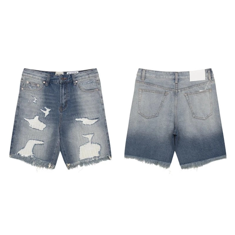 Evisu Distressed Raw-Hem Denim Shorts - Light Wash