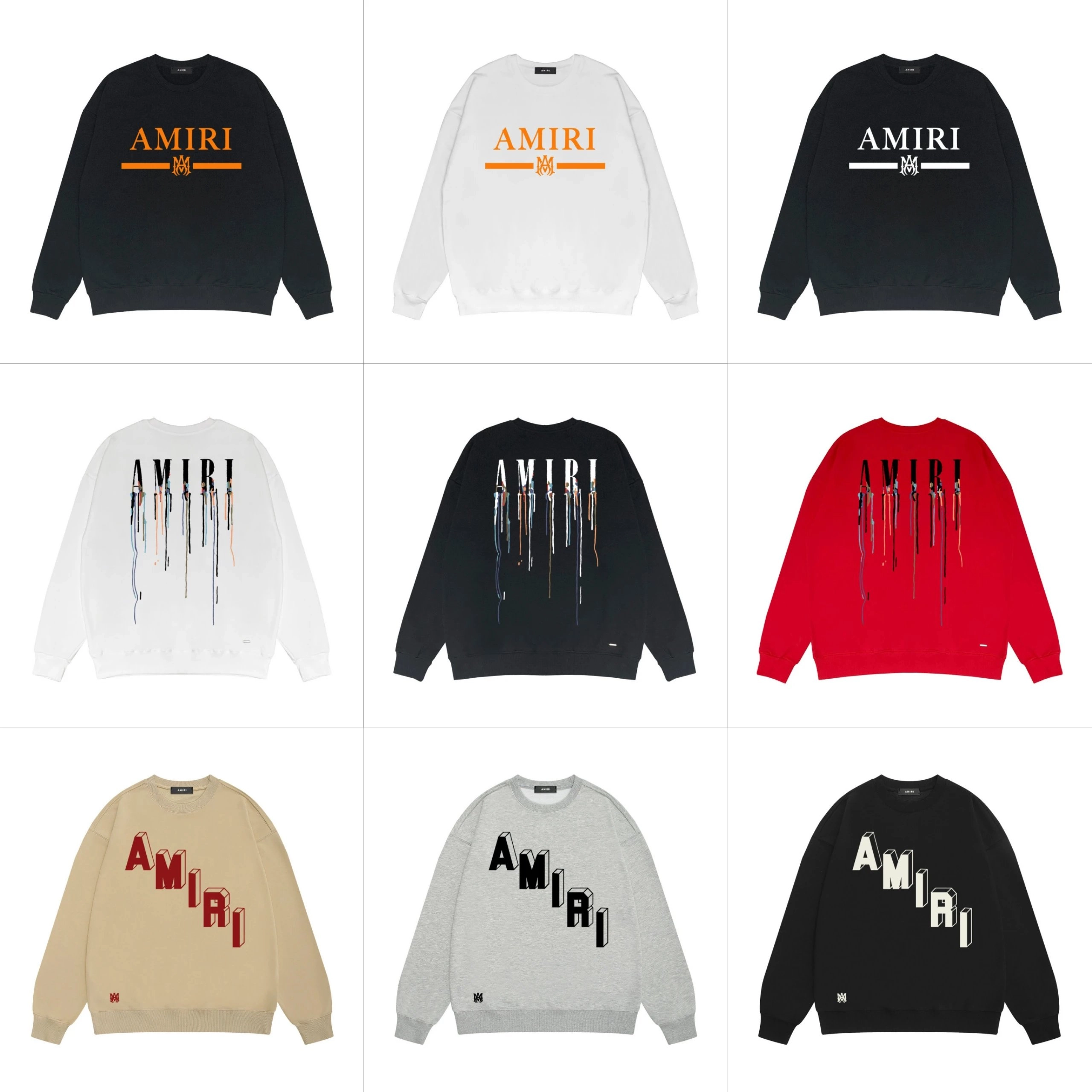 AMIRI Dripping Logo Oversized Crewneck Sweatshirt Black