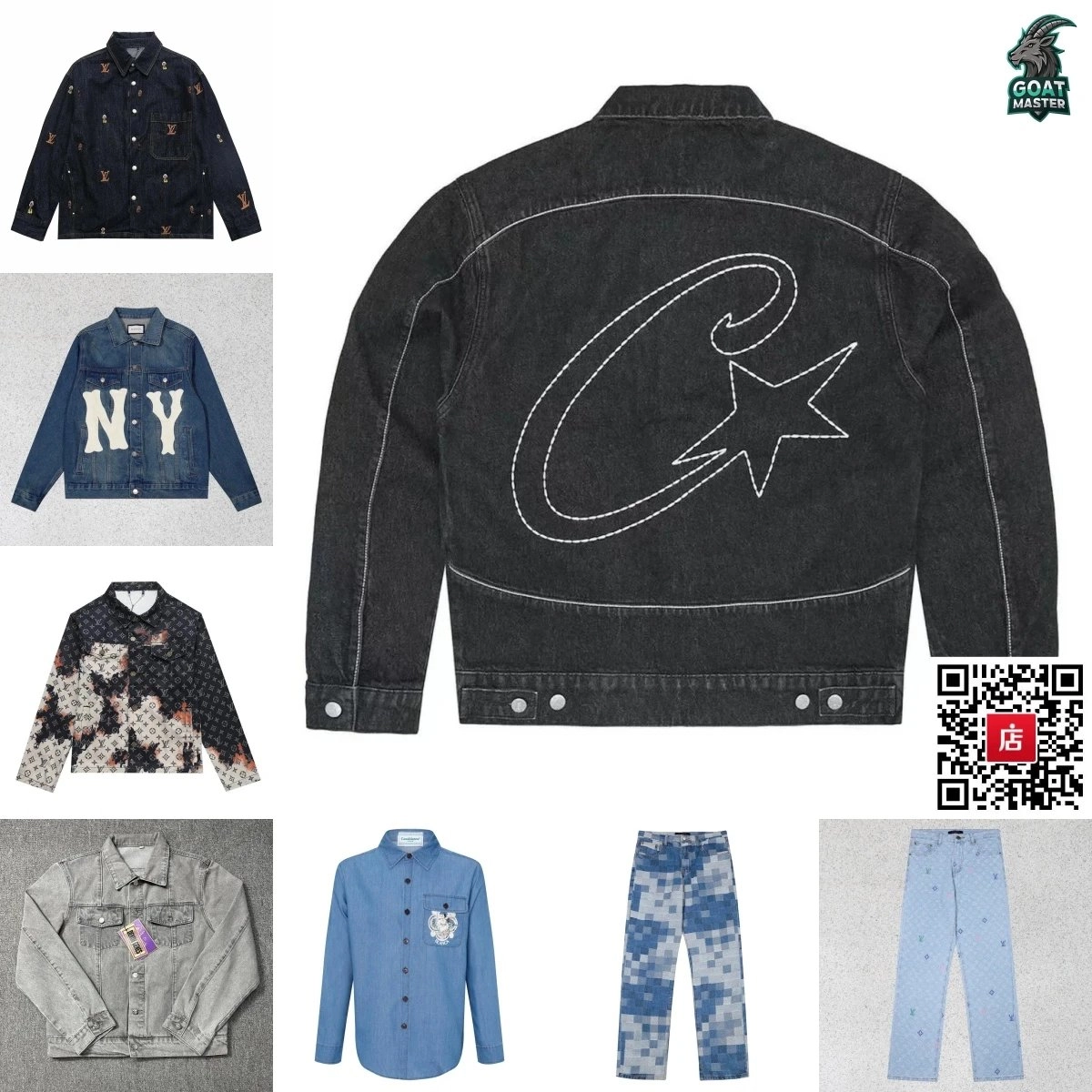 GOAT MASTER C-Star Embroidered Black Denim Jacket