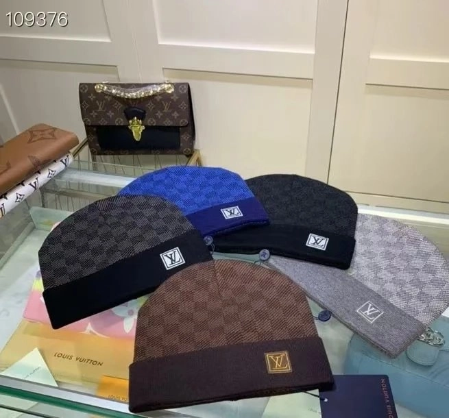 Louis Vuitton Monogram Canvas Beanie Hat with Leather Patch