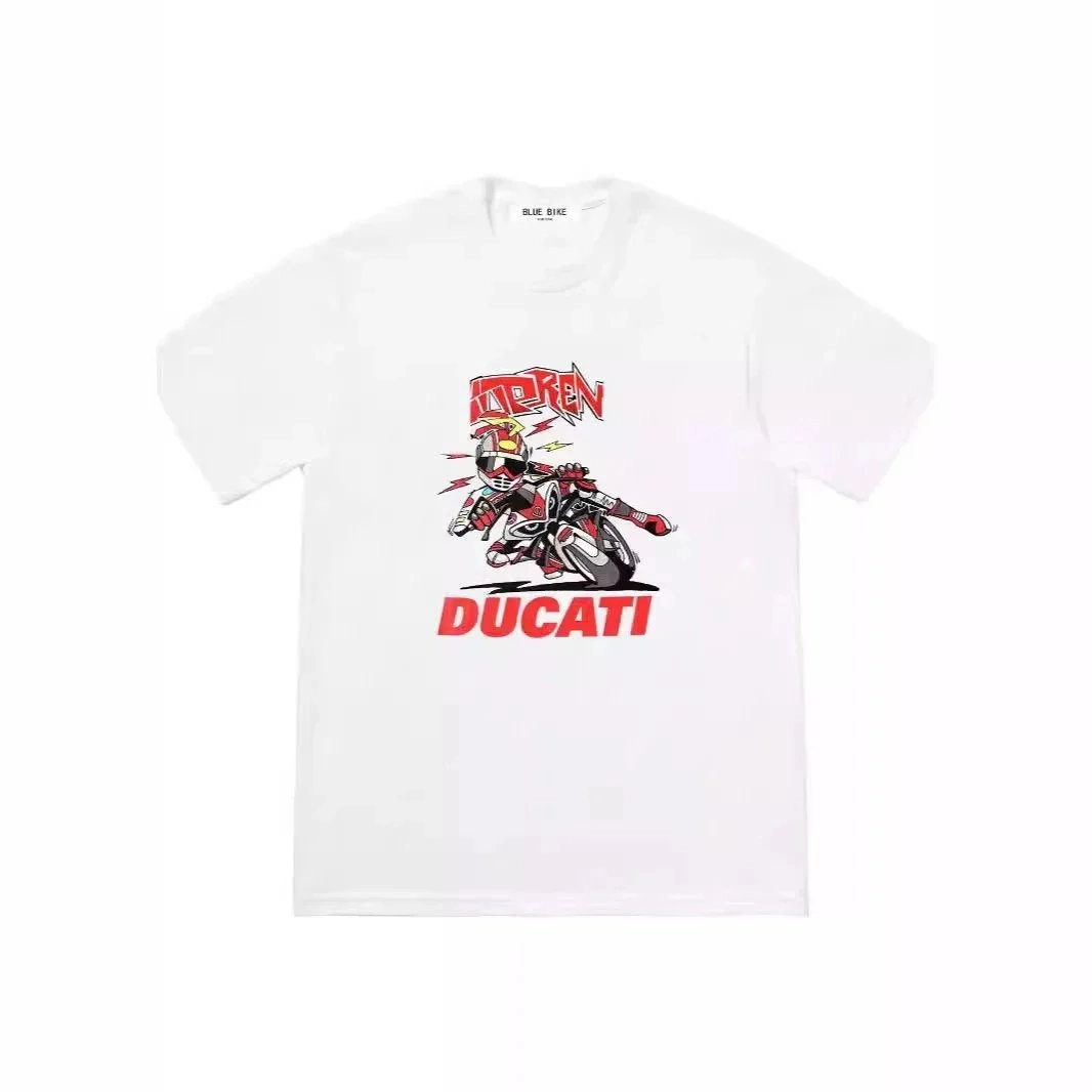 BLUE BIKE Ducati Motorcycle Graphic T-Shirt White