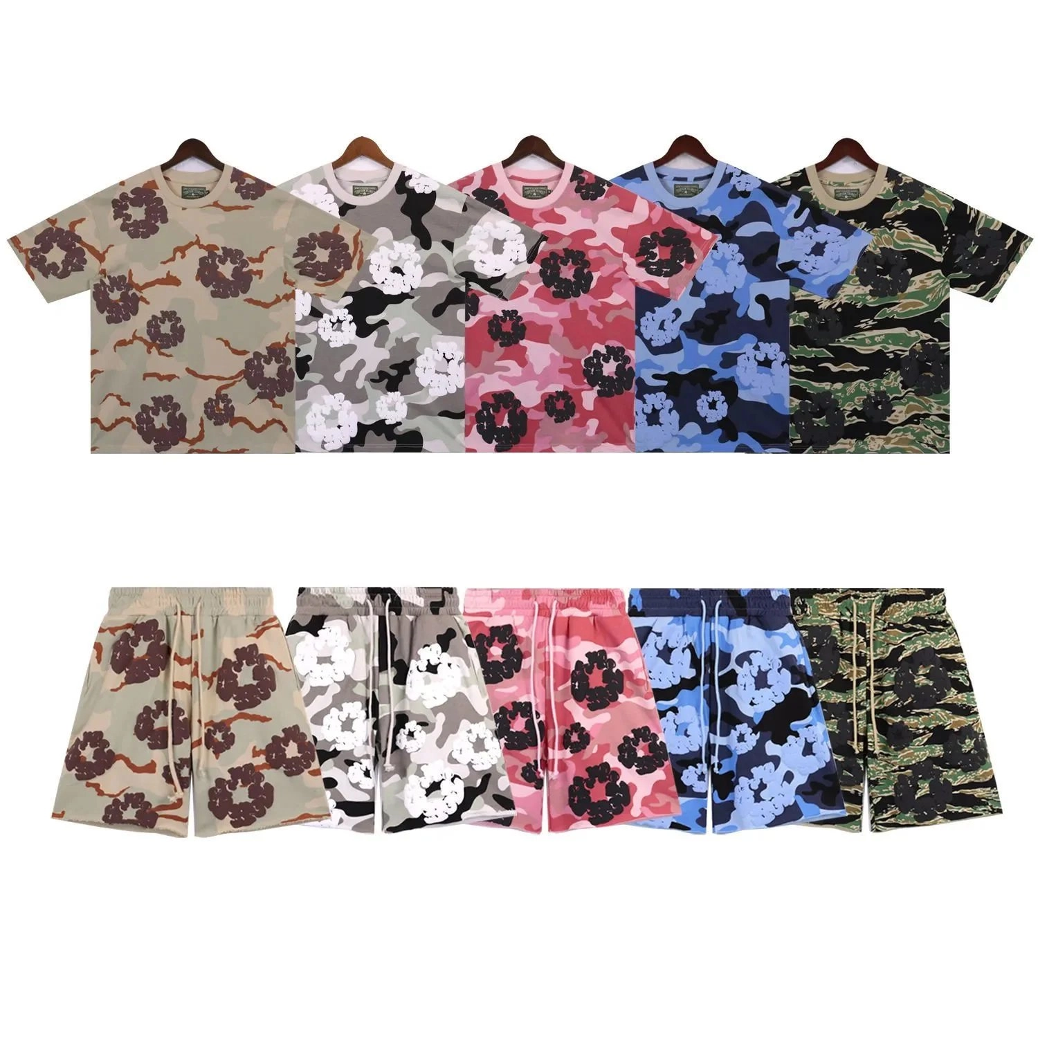 Camouflage Floral Print T-Shirt and Shorts Set