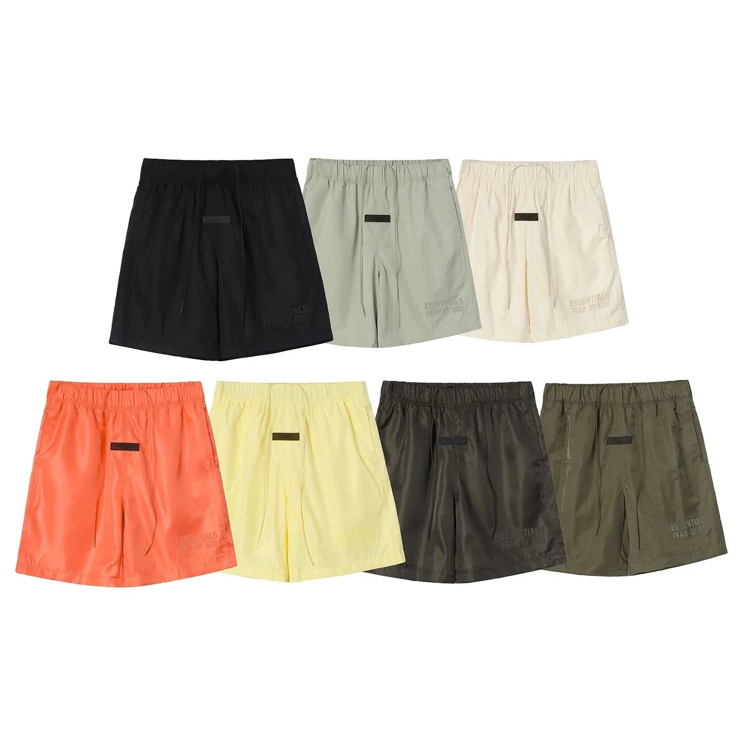 Fear of God Essentials Nylon Shorts - Black with Logo Patch