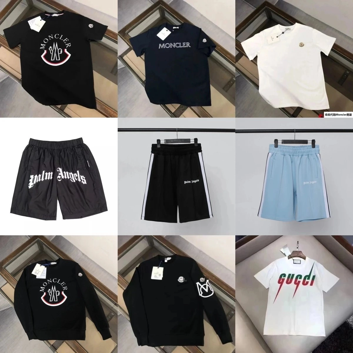 Moncler Black T-Shirt with Circular Logo and Red-White Trim