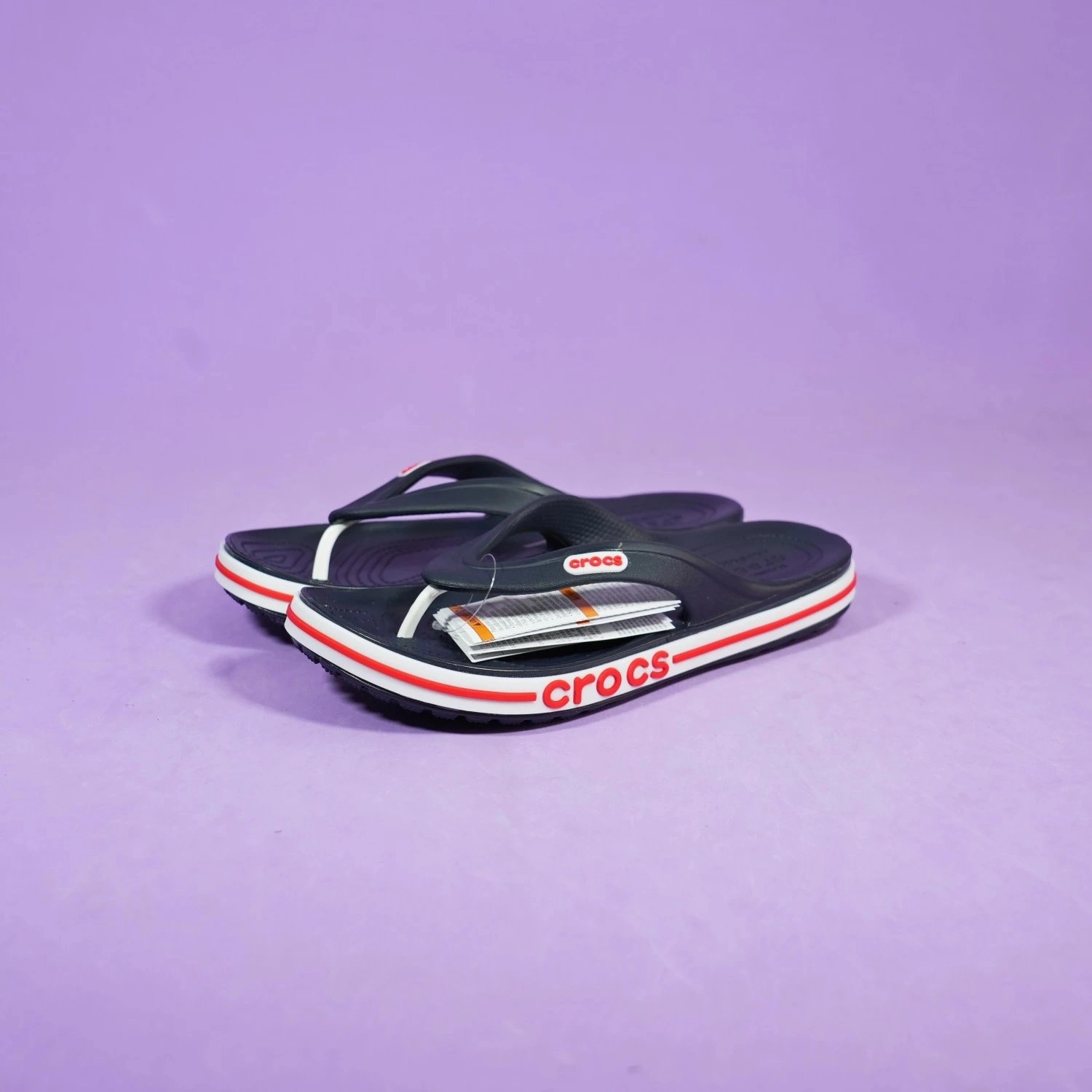 Crocs Classic Flip Navy with Red-White Stripe Sole