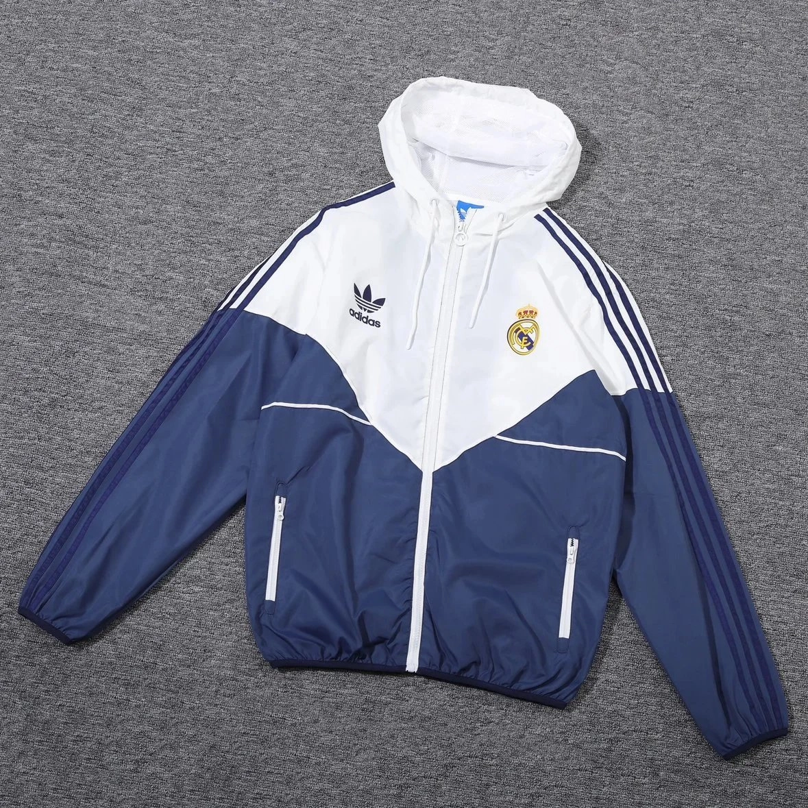 Adidas Real Madrid Windbreaker Jacket - White Navy Blue