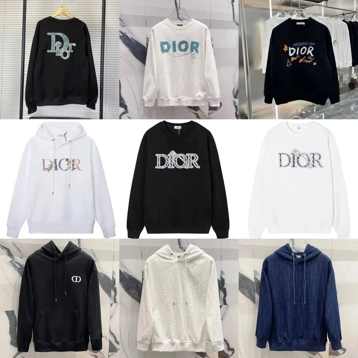 Dior Embroidered Logo Hoodie Black Floral Pattern