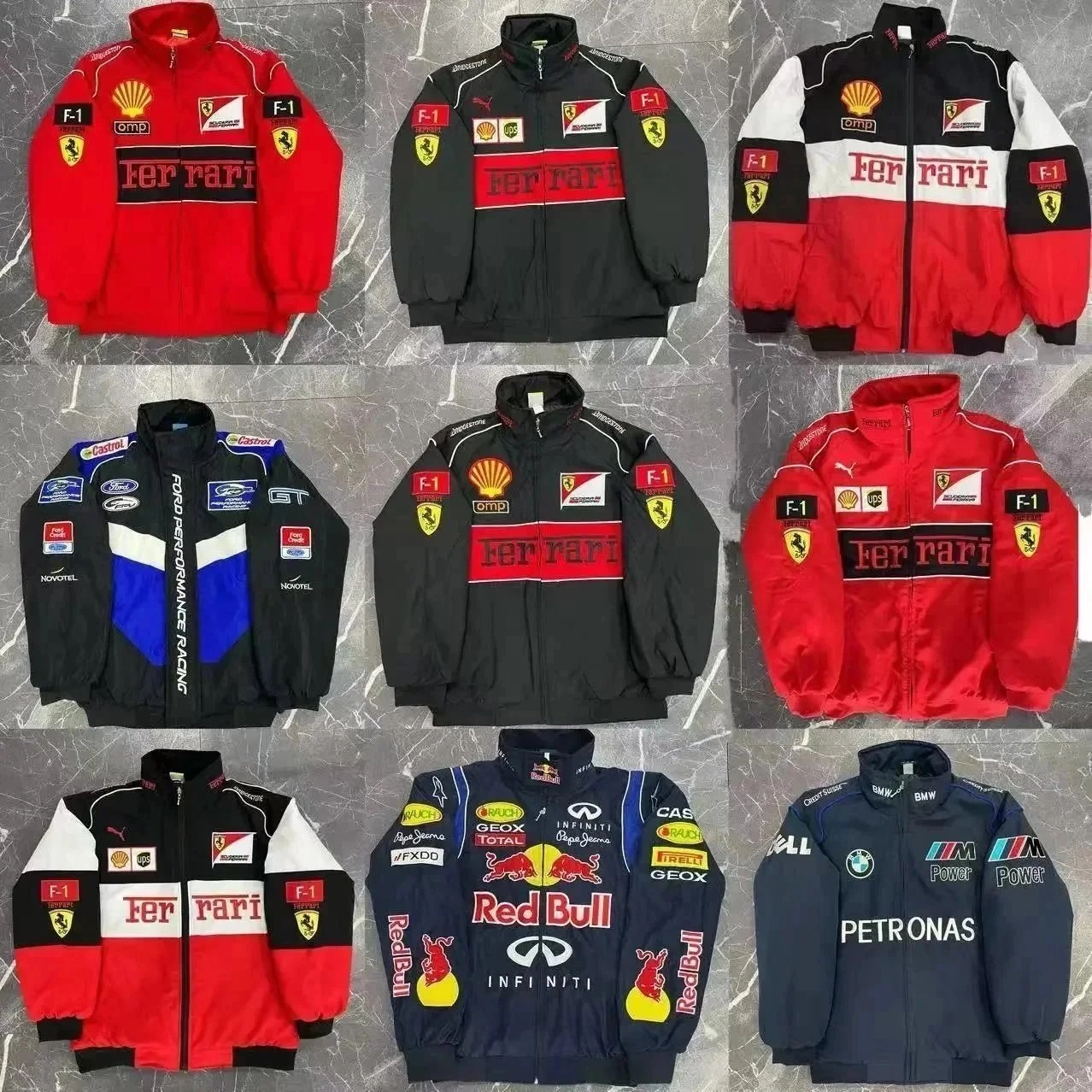 Ferrari F1 Team Racing Jacket Red Shell OMP Sponsorship