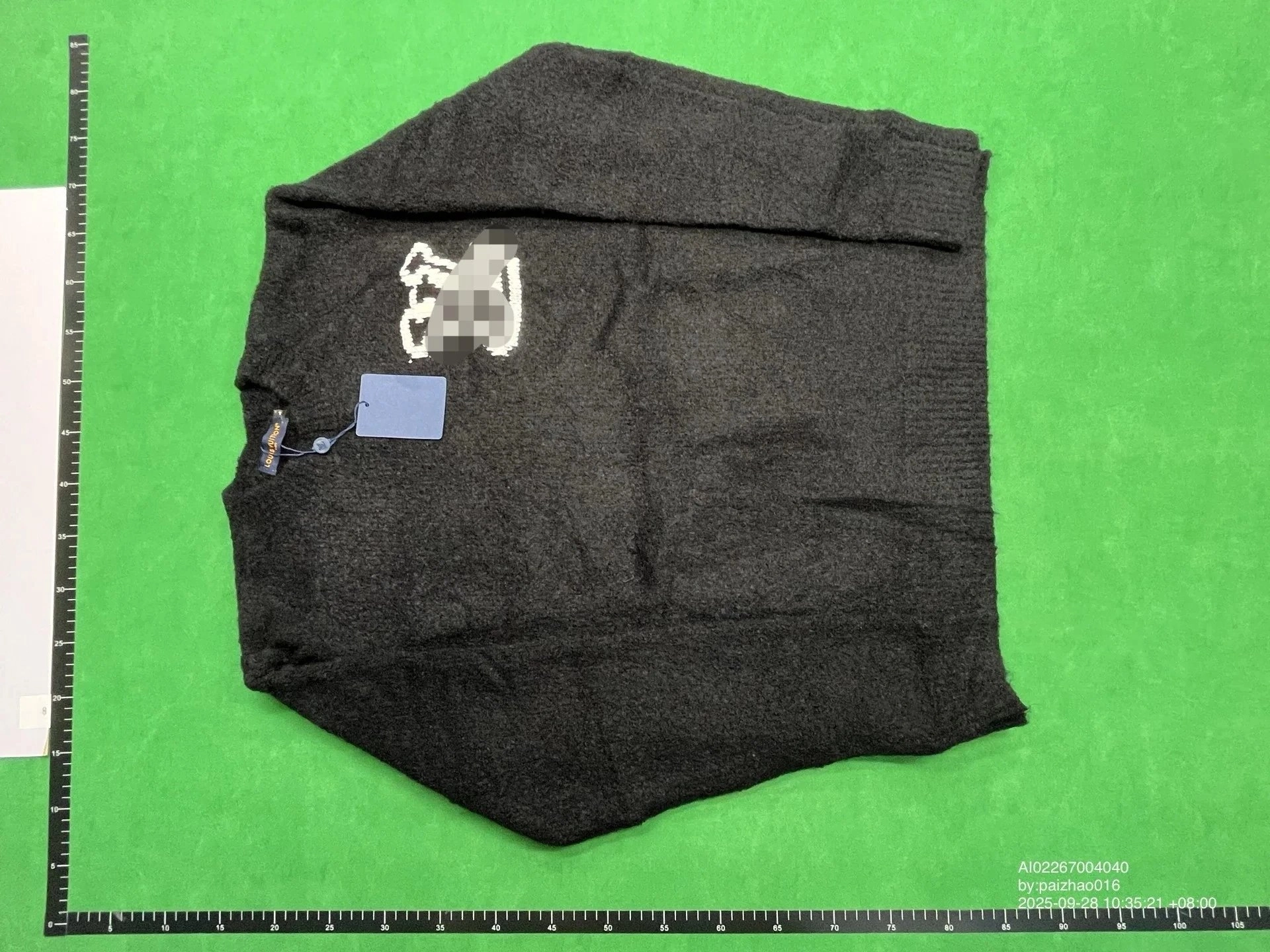 Louis Vuitton Dark Gray Knit Sweater with White Logo Embroidery