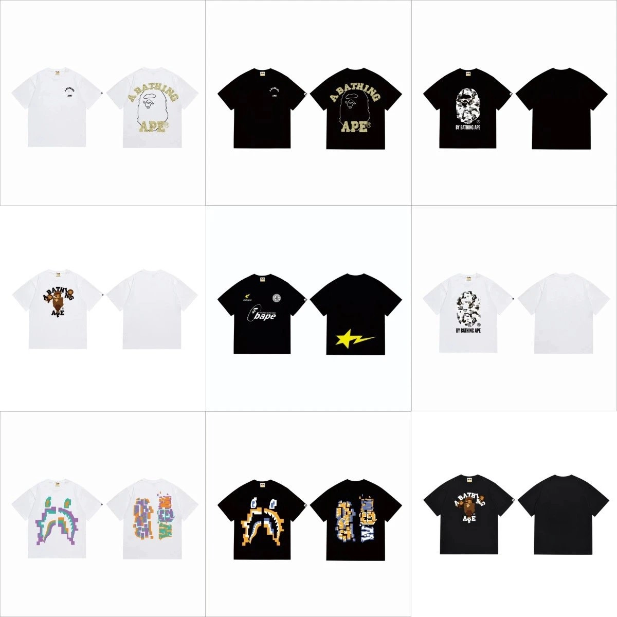 A BATHING APE Pixel Shark Graphic T-Shirt Black