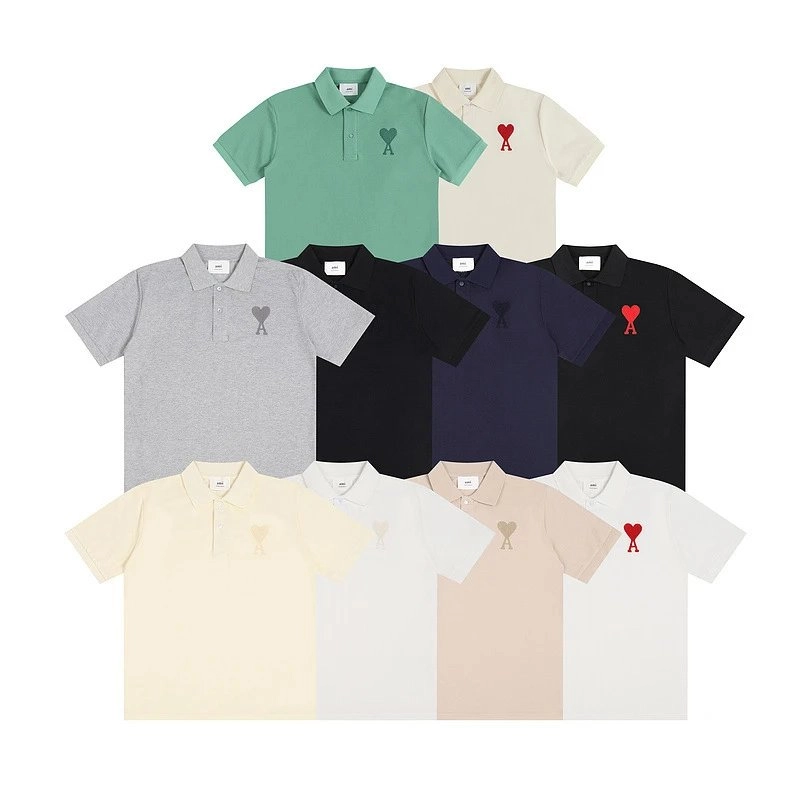 AMIRI Heart Logo Polo Shirt in Mint Green with Embroidered A-Heart