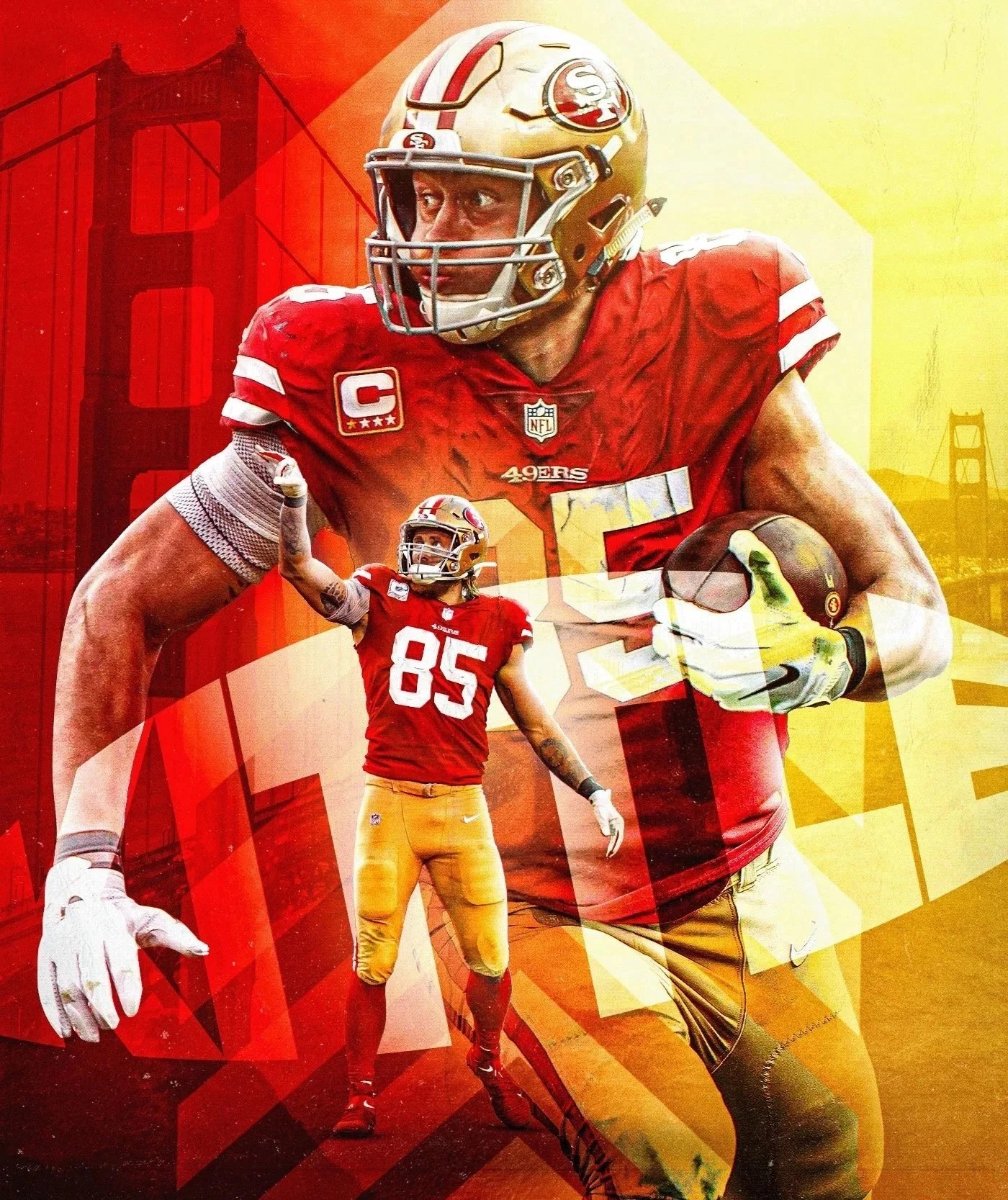 San Francisco 49ers George Kittle #85 Red Gold Game Jersey