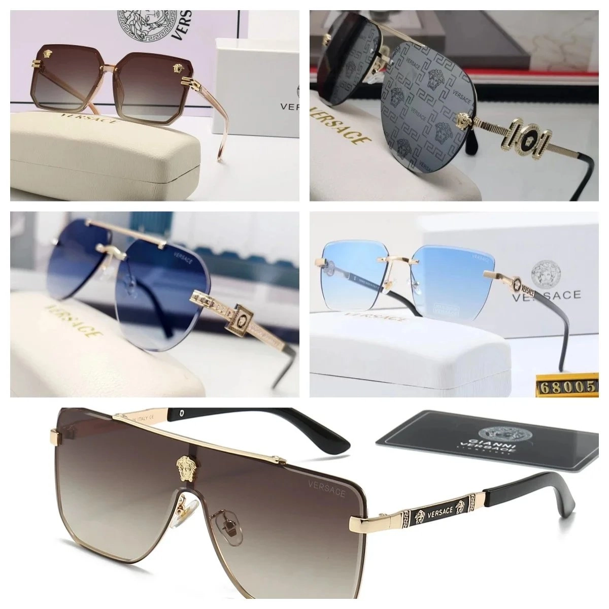 Versace Medusa Head Aviator Sunglasses Brown Gradient Gold Frame