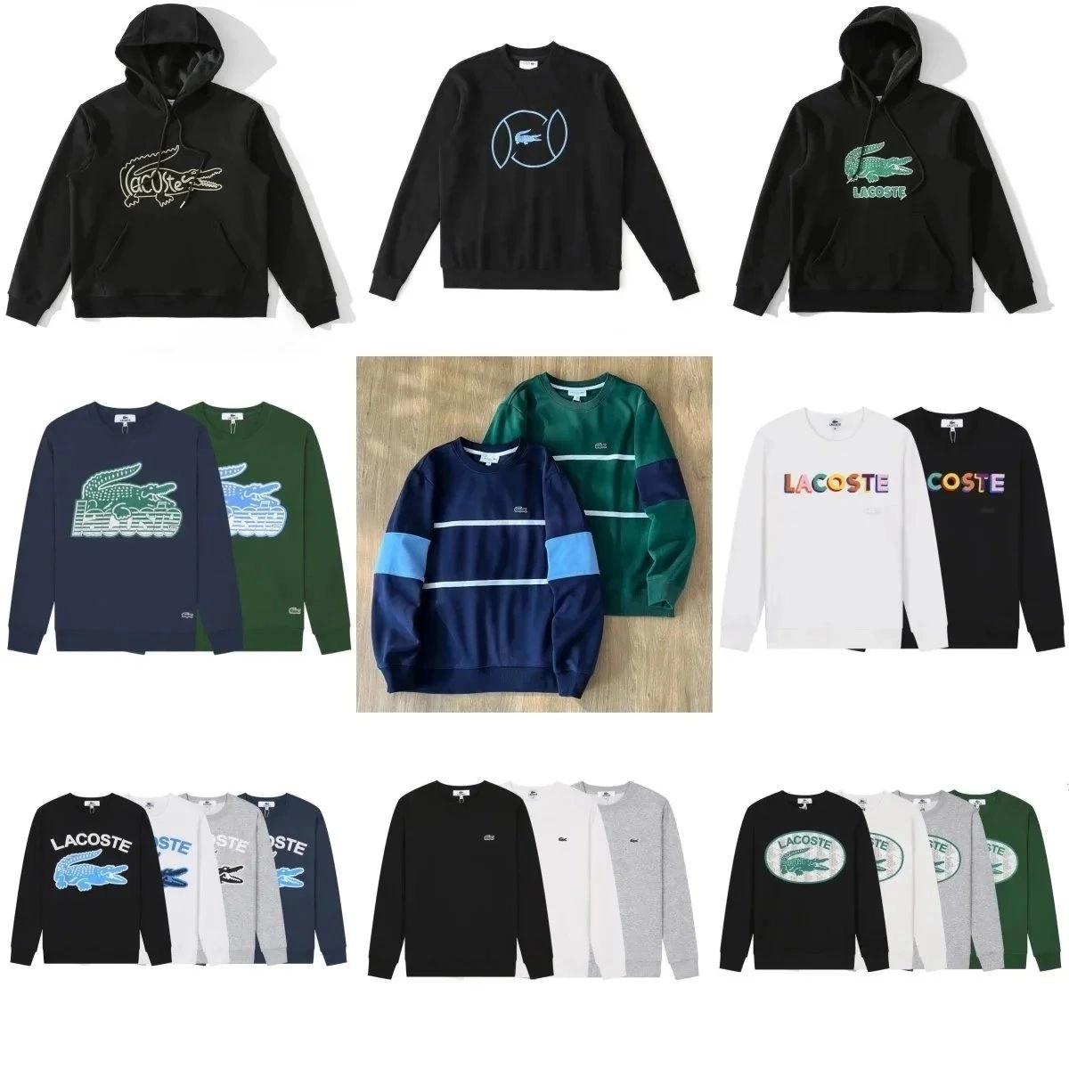 Lacoste Crocodile Logo Hoodie Black with Embroidered Alligator