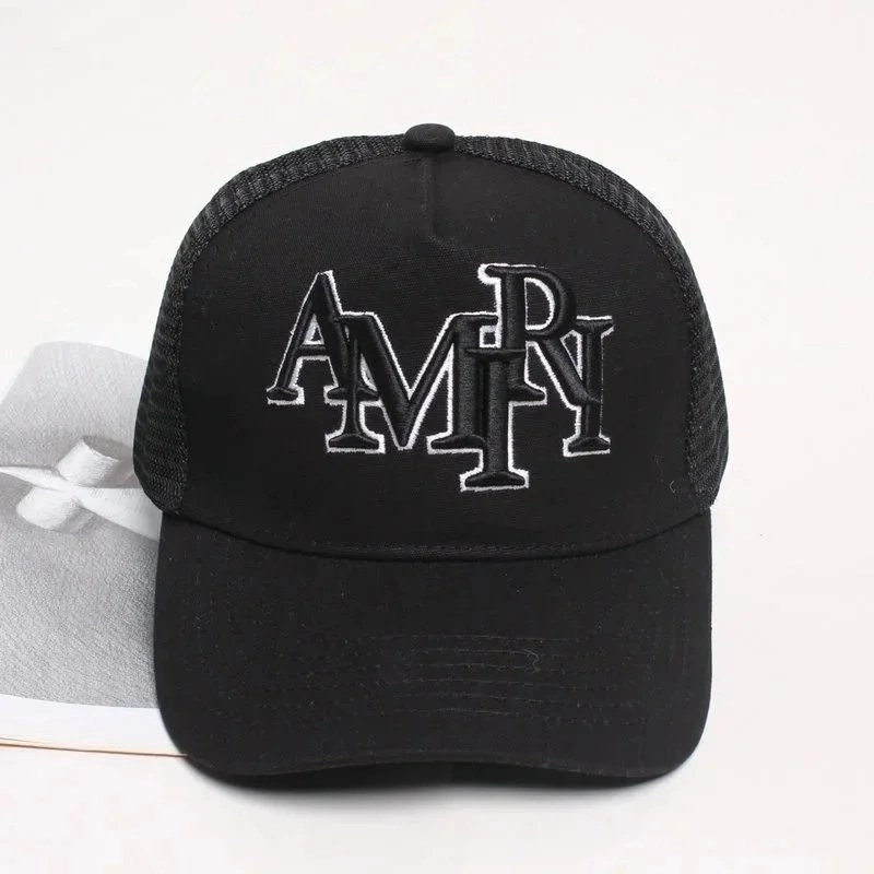 AMIRI Black Mesh Back Trucker Cap with Embroidered Logo
