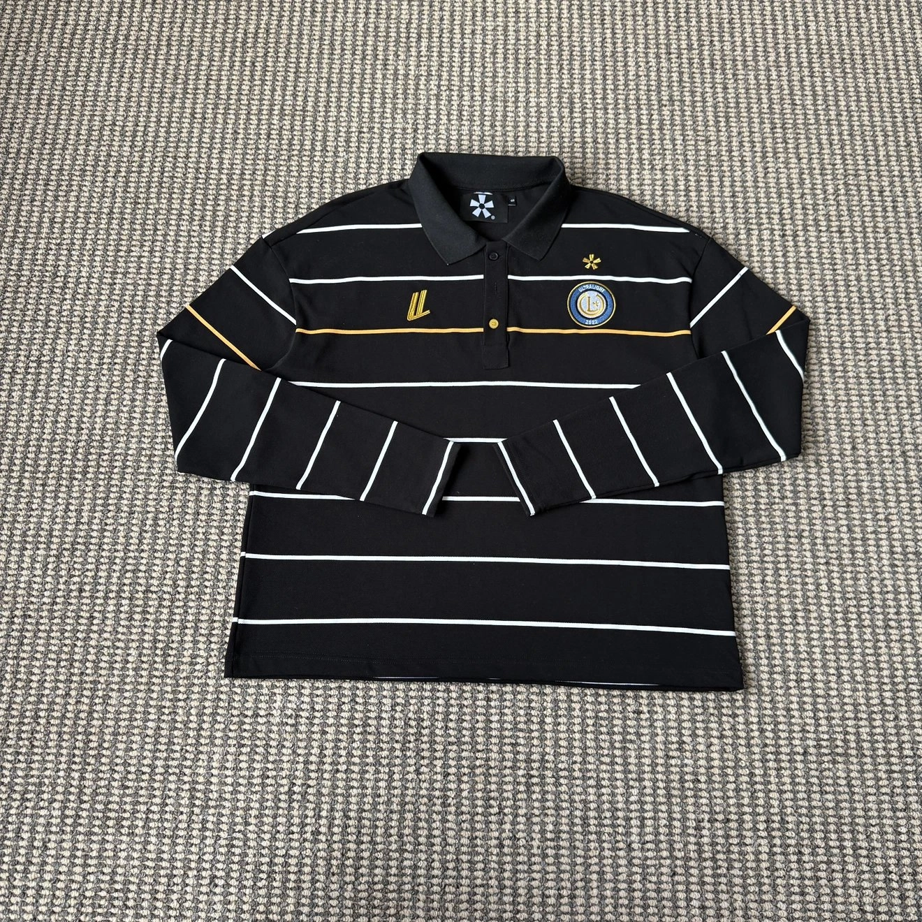 Umbro LA Galaxy Black Striped Long Sleeve Polo Shirt