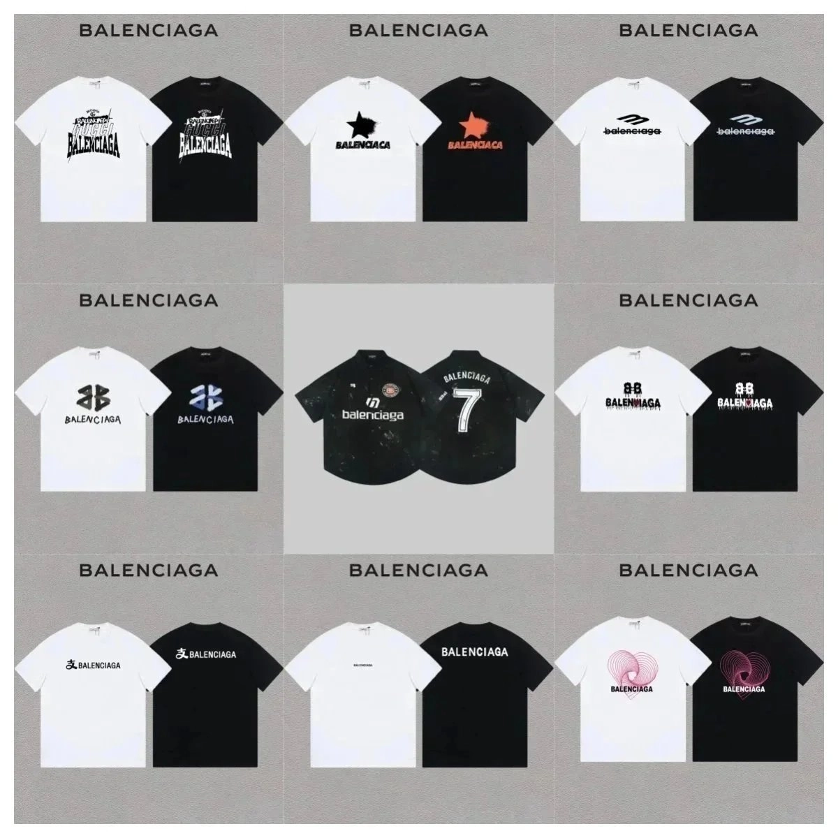 Balenciaga Star Logo T-Shirt White Black Contrast Print