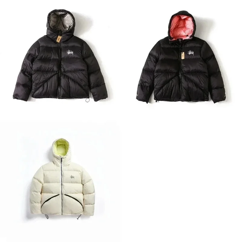 Stussy Reversible Puffer Jacket - Black/Red & Cream/Lime