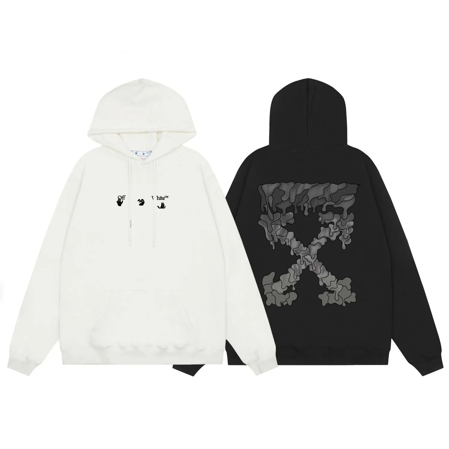 Off-White Diag Print Hoodie - White and Black Gradient X Design