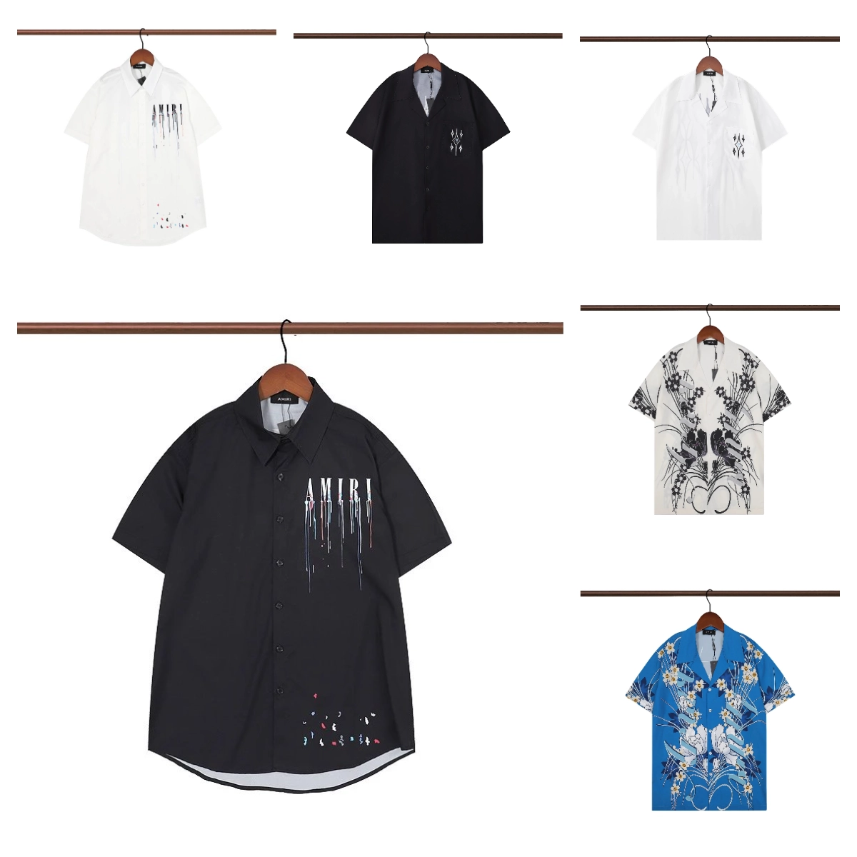AMIRI Paint Drip Logo Short Sleeve Shirt - Black
