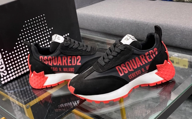 DSQUARED2 S9 Milano Black-Red Chunky Sneakers with Logo Print