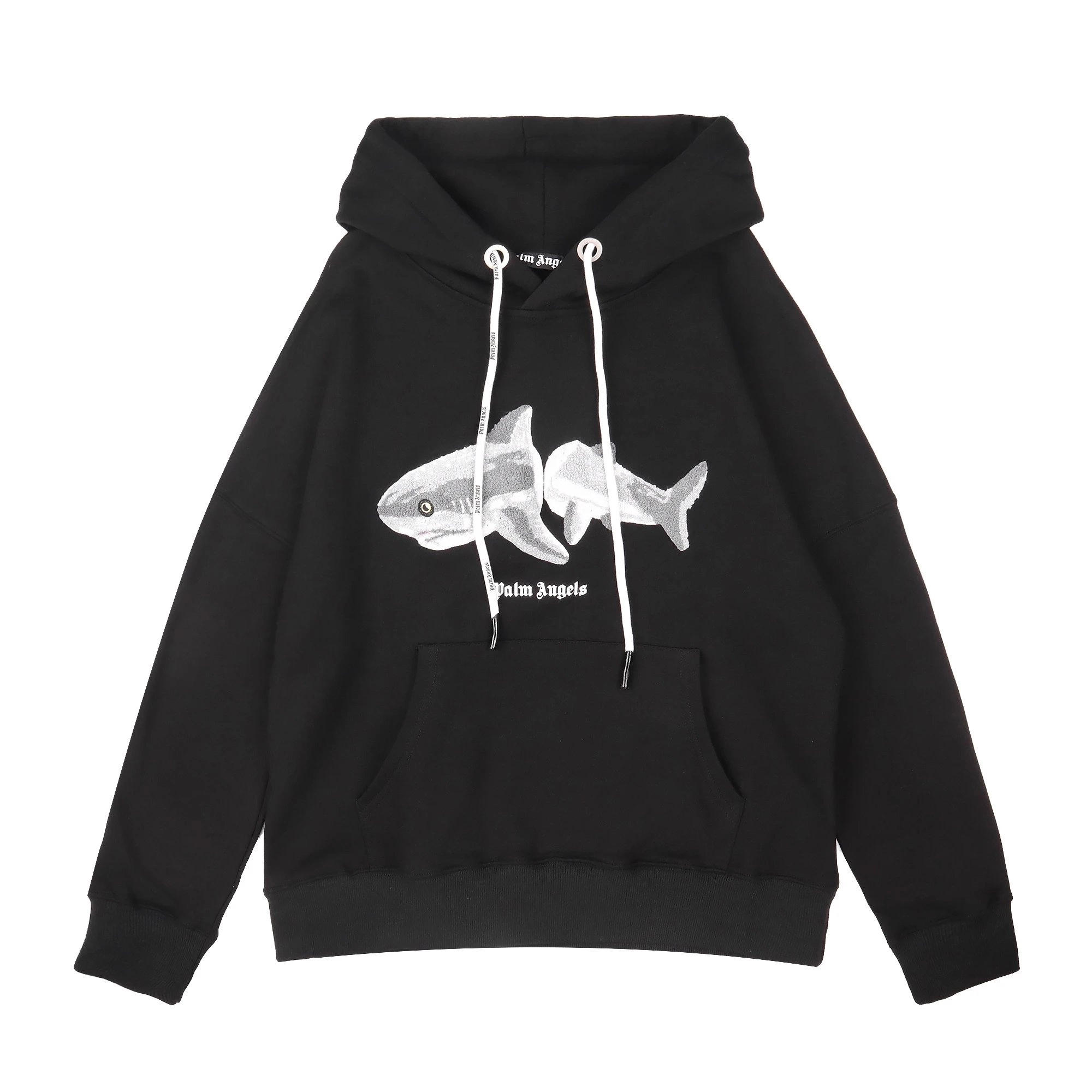 Palm Angels Shark Embroidered Black Hoodie
