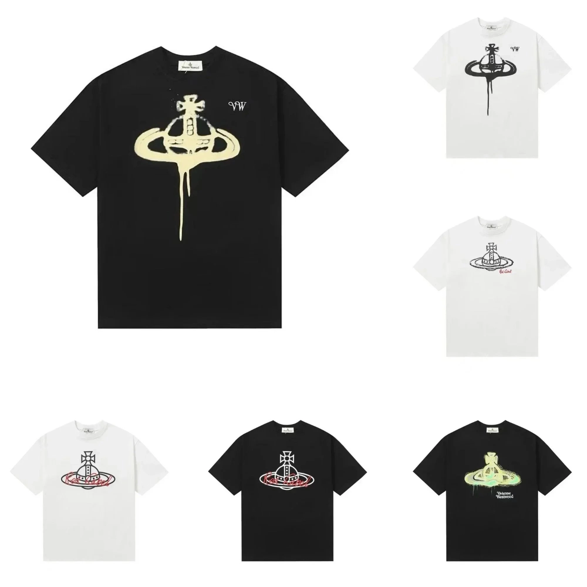 Vivienne Westwood Orb Drip Logo T-Shirt Black Cream