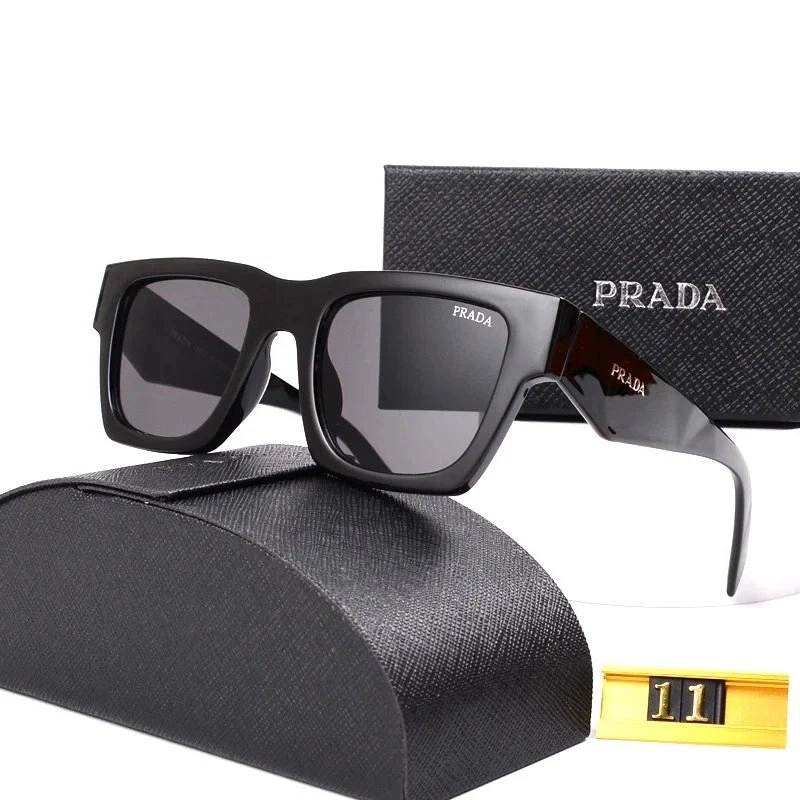 Prada Oversized Square Sunglasses Black Acetate with Gradient Lenses