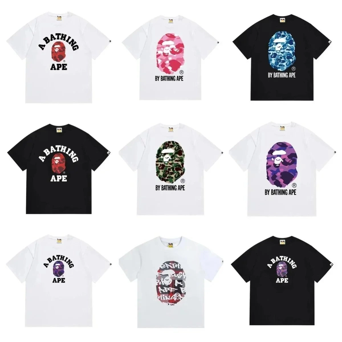 A BATHING APE Classic Logo Camo Tee - Red Pink Camouflage