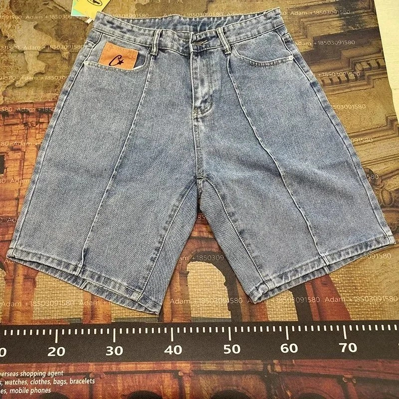 C& High-Waisted Wide-Leg Denim Shorts - Light Wash