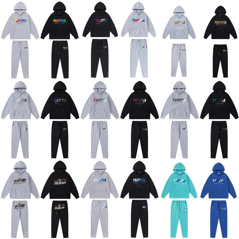 Trapstar Rainbow Logo Hoodie and Jogger Set - Grey